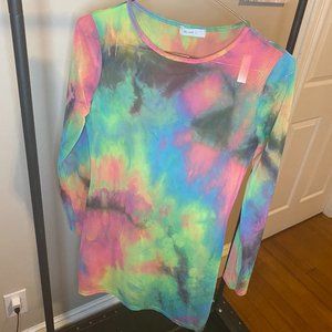 Tye dye mesh cover up dress